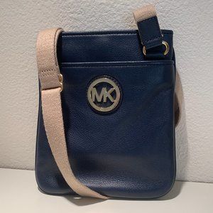 Michael Kors Navy Leather Messenger Crossbody Bag